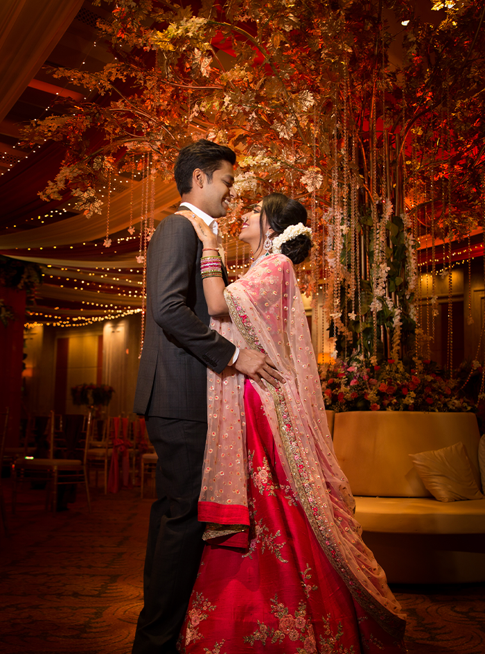 Romantic wedding couple photography by Chandrika Studios in Anna Nagar and Mogappair, Chennai